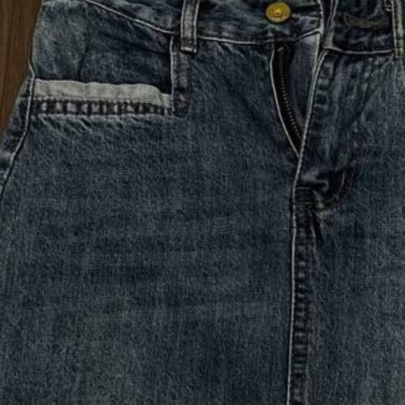 Dark Blue Denim Midi Skirt - Picture 3 of 4